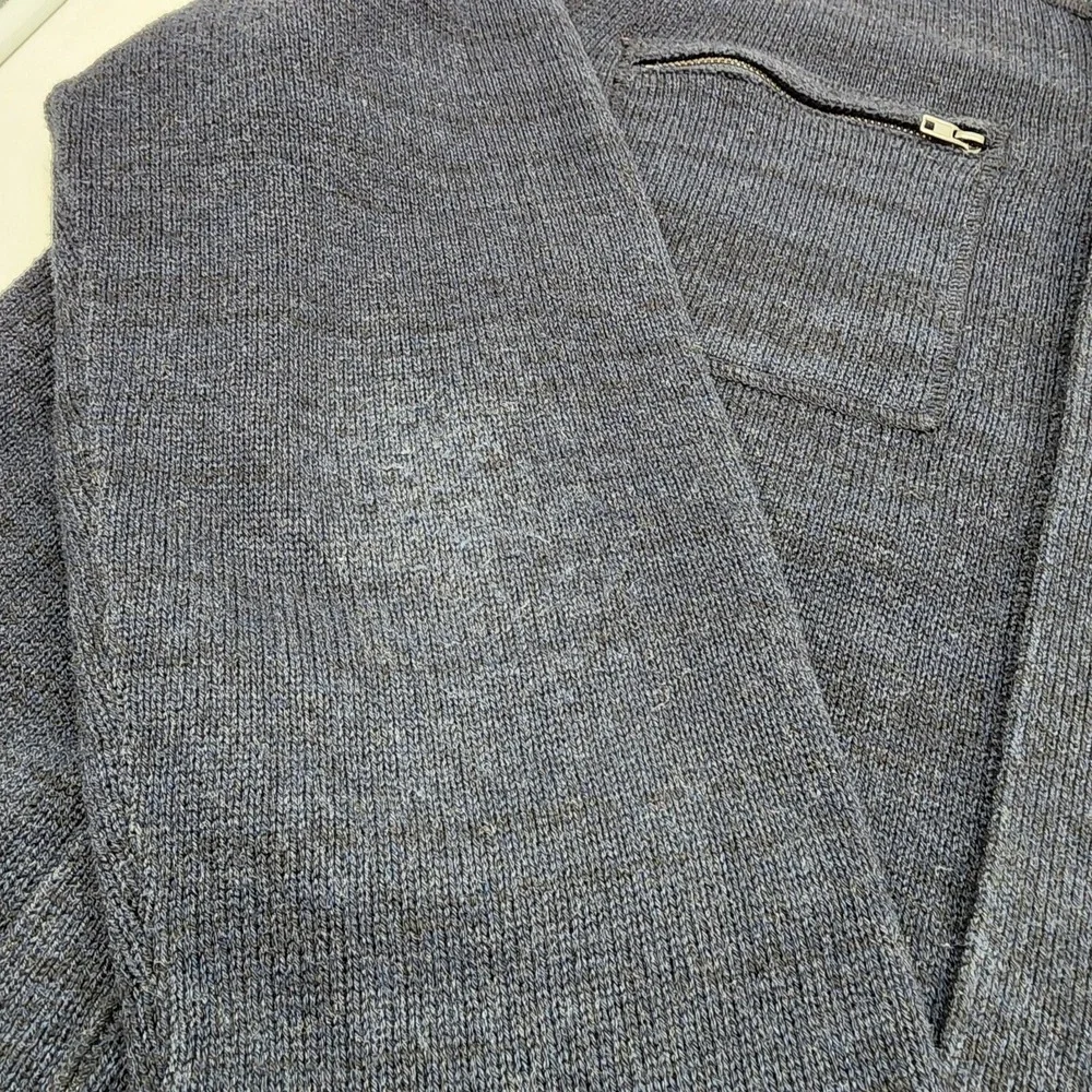 Banana Republic Navy Black Full Zip Button Mock Neck Sweater‎ Jacket Size XL